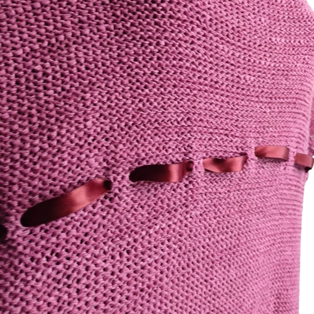 Carducci Top Womens Pink Ribbon knit Shortsleeve Crewneck Sweater Size XL - Picture 7 of 10